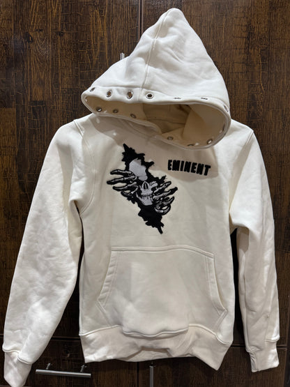 Leather patches Eminent Off-white color premium quality cotton fleece hoodie