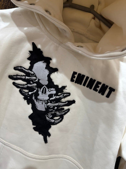 Leather patches Eminent Off-white color premium quality cotton fleece hoodie